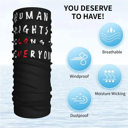 Vista 5 de Human Rights Belong to Everyone Head Wrap, Neck Gaiter, Headband, Fishing Mask, Magic Scarf Face Bandana Mask Neck Tube Balaclava for