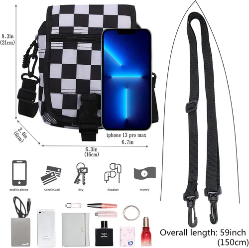 Vista 3 de Pequeña bolsa cruzada para hombre, con solapa, bolsa de mensajero para mujer