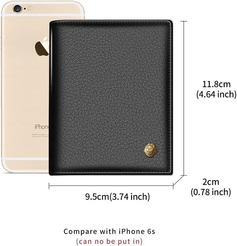 Vista 2 de LAORENTOU Carteras de cuero genuino para hombres, caja de regalo, carteras delgadas para hombre, tarjetas de crédito, monederos casuales