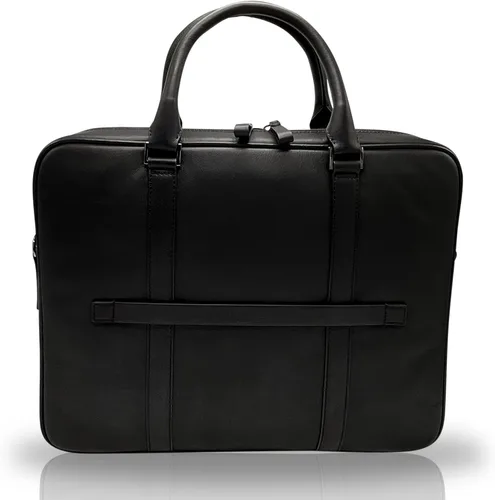 Vista 3 de Bolsa para laptop con múltiples compartimentos y bolsillos, 100% piel auténtica, maletín para hombres y mujeres, bolsa de mensajero de viaje