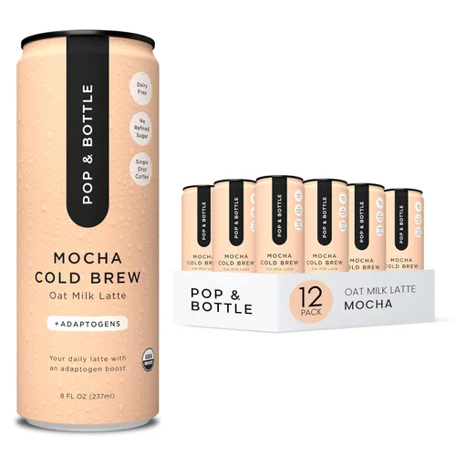 Vista 10 de Pop & Bottle, Lattes de leche de avena, infusión fría con melena de león y reishi, aceite MCT, infusión fría de un solo tiro, champiñones, orgánico