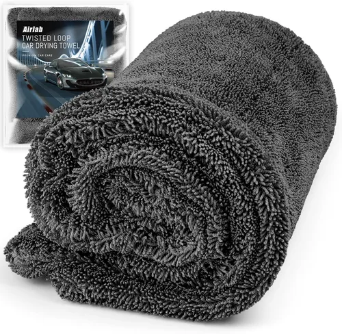 Vista 15 de Airlab - Toallas de microfibra para coche, paño de limpieza para secado, color negro y gris Thick Plush Auto Detailing Super Absorbent for