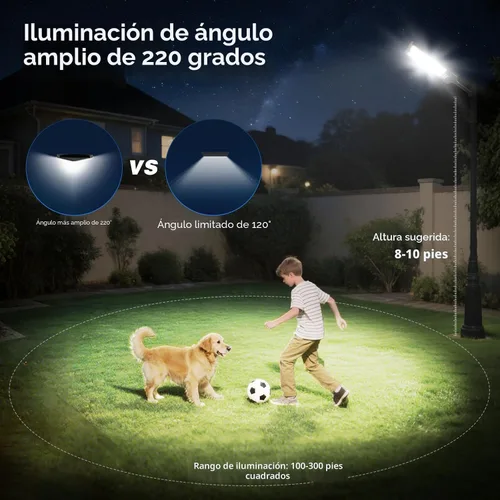 Vista 3 de 2 Pack Solar Street Lights Outdoor Waterproof 6500K 13000LM LED Solar Flood Lights Dusk to Dawn Parking Lot Light with Motion Sensor and Remote