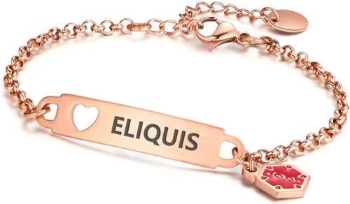 Vista 14 de Divoti Pulsera de identificación médica con grabado previo – Cadena simple Rolo de acero inoxidable plateado, resistente al agua con símbolo