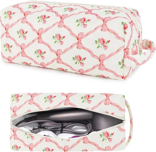 Vista 10 de Herramientas para el cabello Bolsa de transporte de viaje, bolsa floral acolchada para Shark Flexstyle Azul