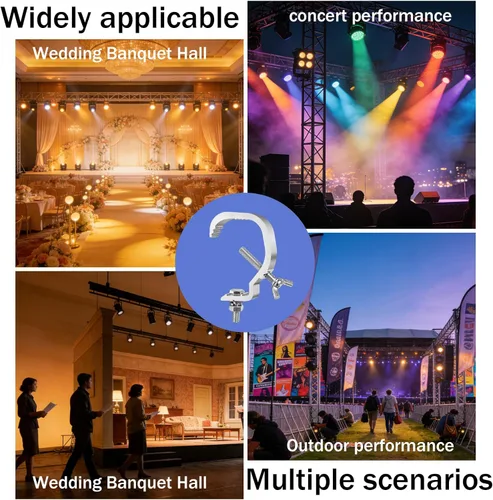 Vista 5 de 3 paquetes de abrazaderas para luces, equipos y accesorios de iluminación de escenario, abrazadera C de iluminación, abrazadera de poste de luz Dj