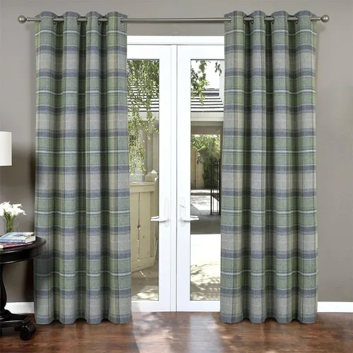 Vista 17 de always4u - Cortinas de cuadros beige con ojales, aspecto de lana, modernas para sala de estar y dormitorio, decoración del hogar, cortinas a