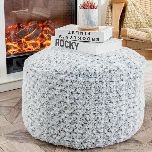 Vista 10 de Asuprui Puf otomano para el suelo, reposapiés otomano, sin relleno, 20 x 20 x 12 pulgadas, asiento redondo, puf, silla plegable, almacenamiento