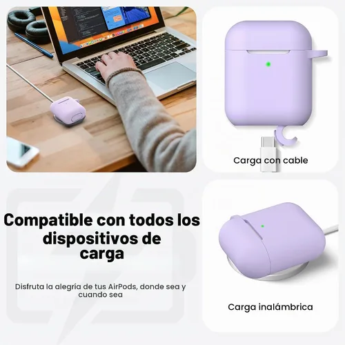 Vista 4 de R-fun for AirPods 2nd/1st Case Silicone Cover, Banana Violet Violeta plátano