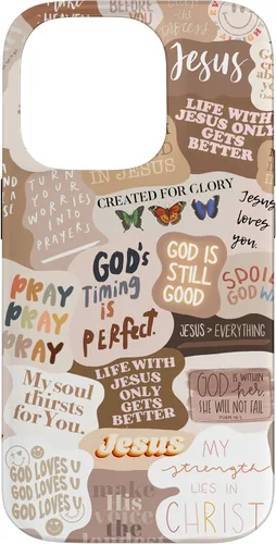 Vista 17 de Funda estética para iPhone 17 con frases positivas con versículos bíblicos cristianos