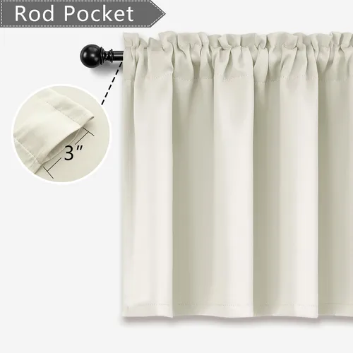 Vista 3 de Cortinas con cenefa beige de Mrs.Naturall para ventanas de 36x16 pulgadas de largo