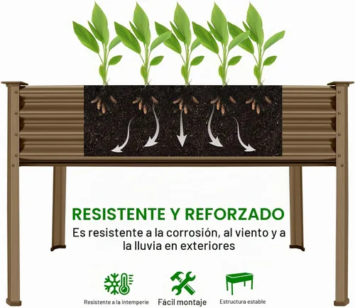 Vista 4 de Land Guard Cama de jardín elevada de metal ovalada galvanizada con patas para verduras (beige)