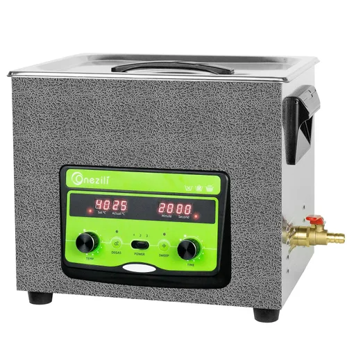 Vista 9 de ONEZILI Limpiador Ultrasónico de 6L, Limpiador Ultrasónico de Piezas de 180W 40kHz, Potencia Ajustable, Barrido y Desgasificación para Limpieza por