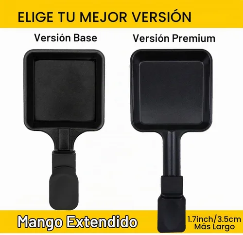 Vista 6 de Paquete de 4 sartenes de raclette prémium con mango extendido, mini sartenes antiadherentes para fundir queso para barbacoa al aire libre, sartén