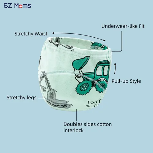 Vista 2 de Ez Moms 6 paquetes de ropa interior de doble absorción para niños pequeños de algodón reutilizable para entrenamiento de orinal para niñas y niños
