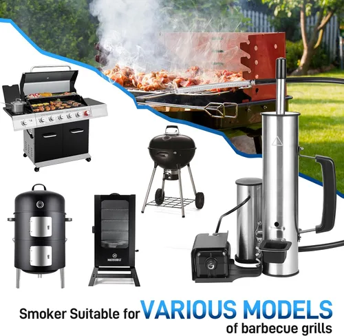 Vista 9 de Generador de humo para exteriores, ahumador eléctrico de acero inoxidable, tubo de humo para ahumador de pellets, ahumadores calientes/fríos