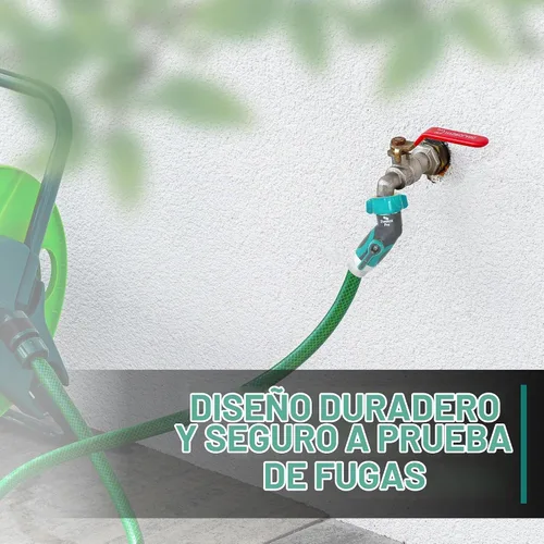 Vista 2 de 2WAYZ Codo de manguera de metal 45, adaptador de manguera resistente y conector de ángulo con válvula de cierre de agua