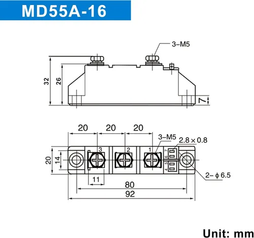 Vista 6 de 50 amperios diodos 12V bloqueo 110 V y 120 V MD 55A-16; para evitar retroalimentación; rango de voltaje de uso: CA < 400 VC; CC 3-1000 V; utilizado