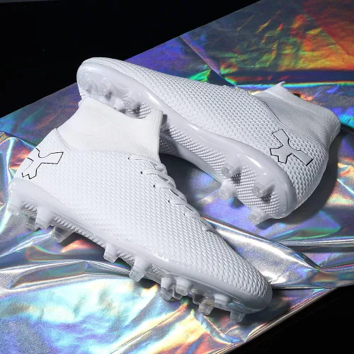 Vista 4 de Botas de fútbol para hombre con tacos de fútbol para hombres y niños grandes, zapatos de punta alta para jóvenes, entrenamiento profesional