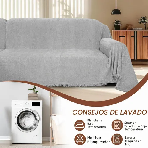Vista 7 de HDCAXKJ Fundas de sofá de chenilla para sofá seccional, funda de sofá en forma de L con borlas, 2 piezas de fundas seccionales en forma de L