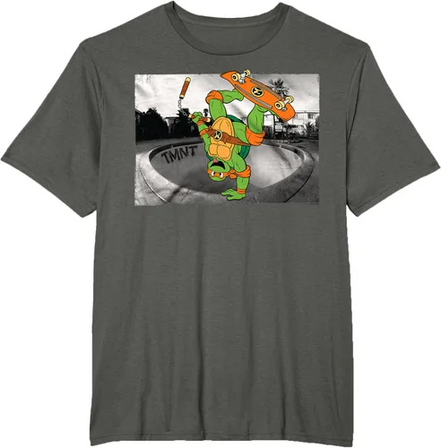 Vista 3 de Teenage Mutant Ninja Turtles Michelangelo - Camiseta de patinaje, Negro, S