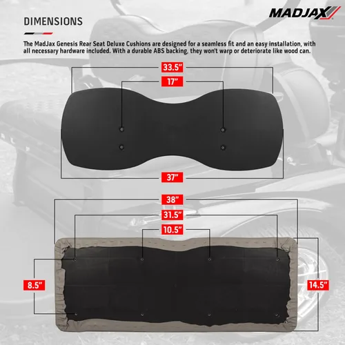 Vista 3 de MADJAX Genesis 250 - Kit de asiento trasero de acero para carrito de golf compatible con Yamaha G29/Drive Compatible con modelos 2007-2016 Gris