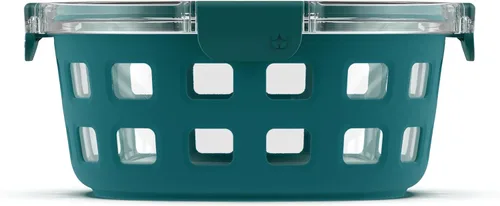 Vista 9 de Ello Duraglass - Recipiente de vidrio para preparación de comidas, 1.75 tazas, con funda de silicona y tapa de plástico hermética sin BPA, apto