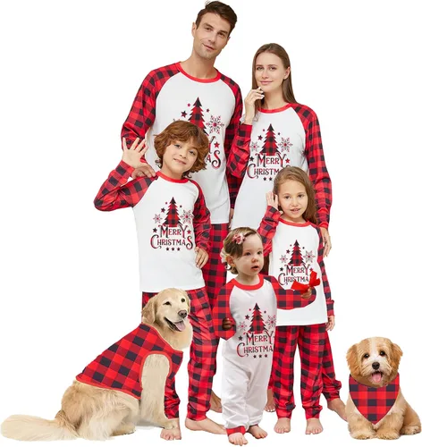 Vista 37 de OAKFashion Conjuntos de Pijamas Familiares de Navidad, Pijamas Familiares a Juego de Navidad Ropa de Dormir Pjs