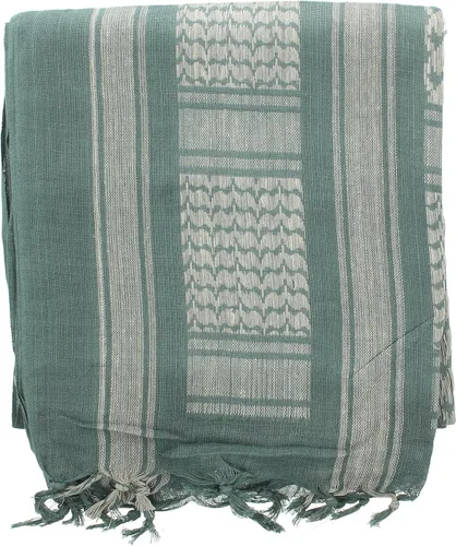 Vista 4 de ARMYU - Bufanda táctica militar árabe Shemagh, Keffiyeh, 100% de algodón Azul & blanco