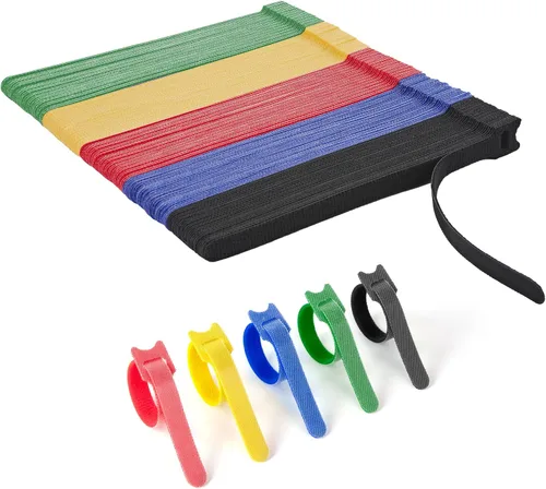 Vista 9 de 90 bridas reutilizables con gancho y bucle, correas de cables ajustables multiusos de 8 pulgadas para organizar el hogar, la oficina y los centros