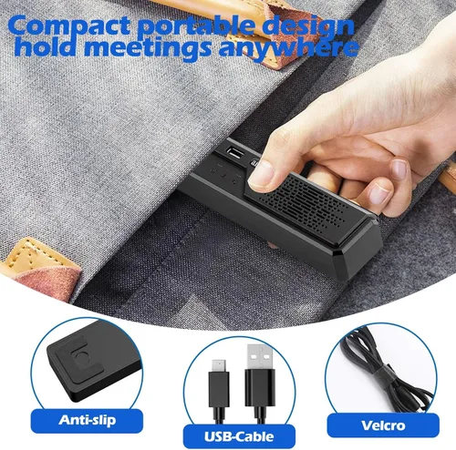 Vista 5 de Altavoz y micrófono de conferencia, altavoces de PC, cobertura de voz de 360°, reducción de ruido avanzada, USB-C Plug & Play, compatible con Zoom