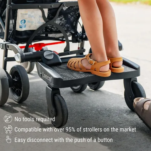 Vista 5 de Lascal BuggyBoard Mini Tabla Universal para Cochecito, Se Adapta al 90% de los Cochecitos Incluyendo UPPAbaby, Baby Jogger, Bugaboo, Accesorio