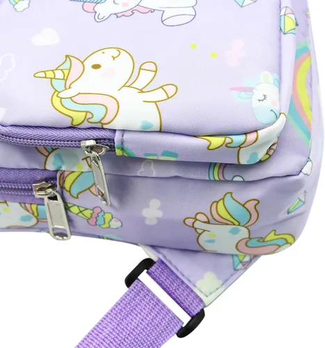 Vista 6 de ANKOMINA Bolso bandolera pequeño para niños, lindo bolso cruzado de dibujos animados, bolsa de hombro de unicornio dinosaurio para exteriores