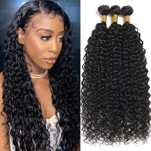 Vista 10 de Paquetes de cabello humano onda de agua 4 paquetes 10 12 14 16 pulgadas 10A brasileño virgen rizado profundo paquetes 100% sin procesar mojado