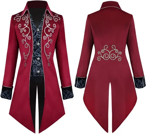 Vista 2 de VALOZENC Mens Steampunk Vintage Tailcoat Gothic Victorian Jacket Frock Coat Halloween Costume