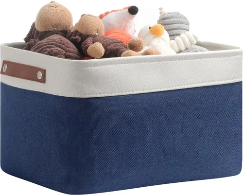 Vista 46 de DULLEMELO Cesta de almacenamiento pequeña para estantes, pequeña cesta plegable de tela rectangular para estantes, armarios, guardería, hogar Beige