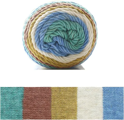 Vista 20 de Hilo de color de algodón para tartas, hilo multicolor arcoíris para tejer y tejer a ganchillo, 2 bolas de 7.05 oz, 45% algodón, 55% acrílico, hilo
