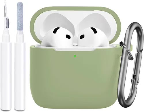 Vista 15 de Funda compatible con AirPods de 4ª generación, funda de silicona protectora suave con kit de limpieza, accesorios para Apple AirPods 4 Gen 2024, LED