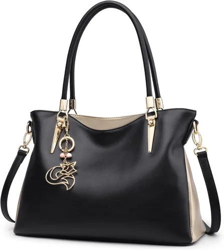 Vista 10 de FOXLOVER Bolso de mano de cuero genuino de gran capacidad para mujer, bolsos de diseñador para hombro, bolsos grandes minimalistas