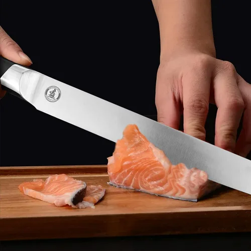 Vista 3 de Cuchillo de rebanar de 12 pulgadas – Cuchillo japonés para tallar carne y barbacoa para Turquía – Acero alemán de alto carbono – Pakka de gran