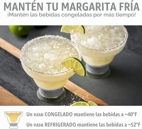 Vista 3 de HOST FREEZE - Vasos de Margarita sin tallo, vasos de cóctel de plástico aislados para bebidas congeladas, vasos enfriadores de doble pared para Azul