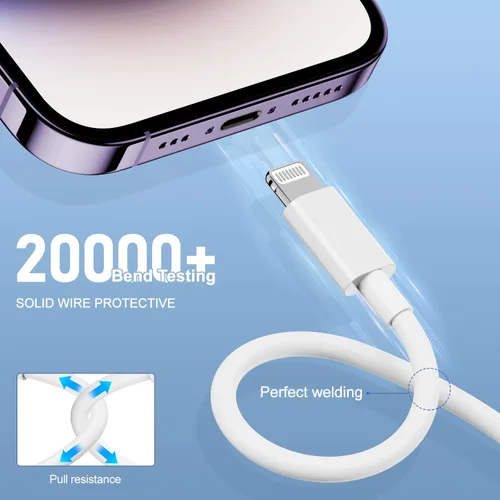 Vista 6 de Pack de 3 para [Certificado MFi de Apple] Cable de Carga para iPhone 0.3M - Cable Lightning a USB - 1 Pie de Cables de Carga USB para iPhone