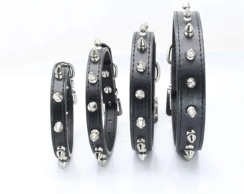 Vista 4 de Collar de perro con pinchos para perros pequeños, remache de hongos, piel sintética suave, collar con tachuelas para gato, collar ajustable