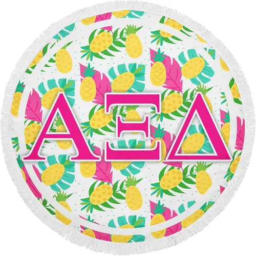 Vista 13 de Alpha Chi Omega Sorority - Toalla de playa redonda (60 pulgadas) de gran tamaño, súper absorbente, sin arena, gruesa toalla grande para piscina