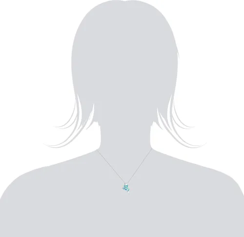 Vista 3 de Honolulu Jewelry Company Colgante de plata de ley con ópalo azul simulado de rana de la suerte con cadena de caja de 18 pulgadas, Metal Metal resina