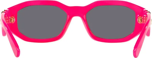 Vista 4 de Versace Gafas de sol para hombre, montura negra, lentes gris oscuro, 2.087in