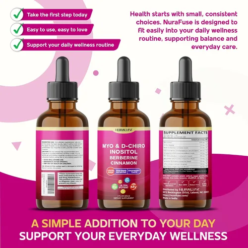 Vista 9 de Liposomal Myo & D-Chiro Inositol, Berberina, Gotas líquidas de canela – 1565 mg por porción, ultra potente, sabor a frambuesa – 2 onzas líquidas