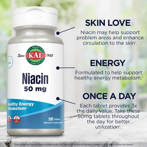 Vista 4 de Kal Tabletas de niacina de 50 mg, 200
