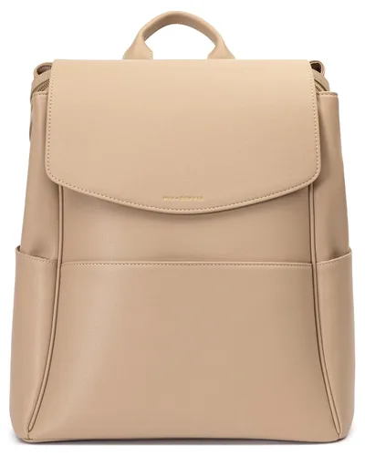Vista 15 de MIA + SOPHIA Mochila de cuero para pañales con puerto de carga USB, cambiador, correas para cochecito y portabotellas (Marrón Mia)