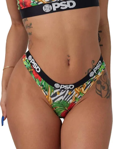 Vista 2 de PSD Tanga con estampado de animales para mujer, ropa interior de cobertura mínima, cómodas bragas elásticas para mujer